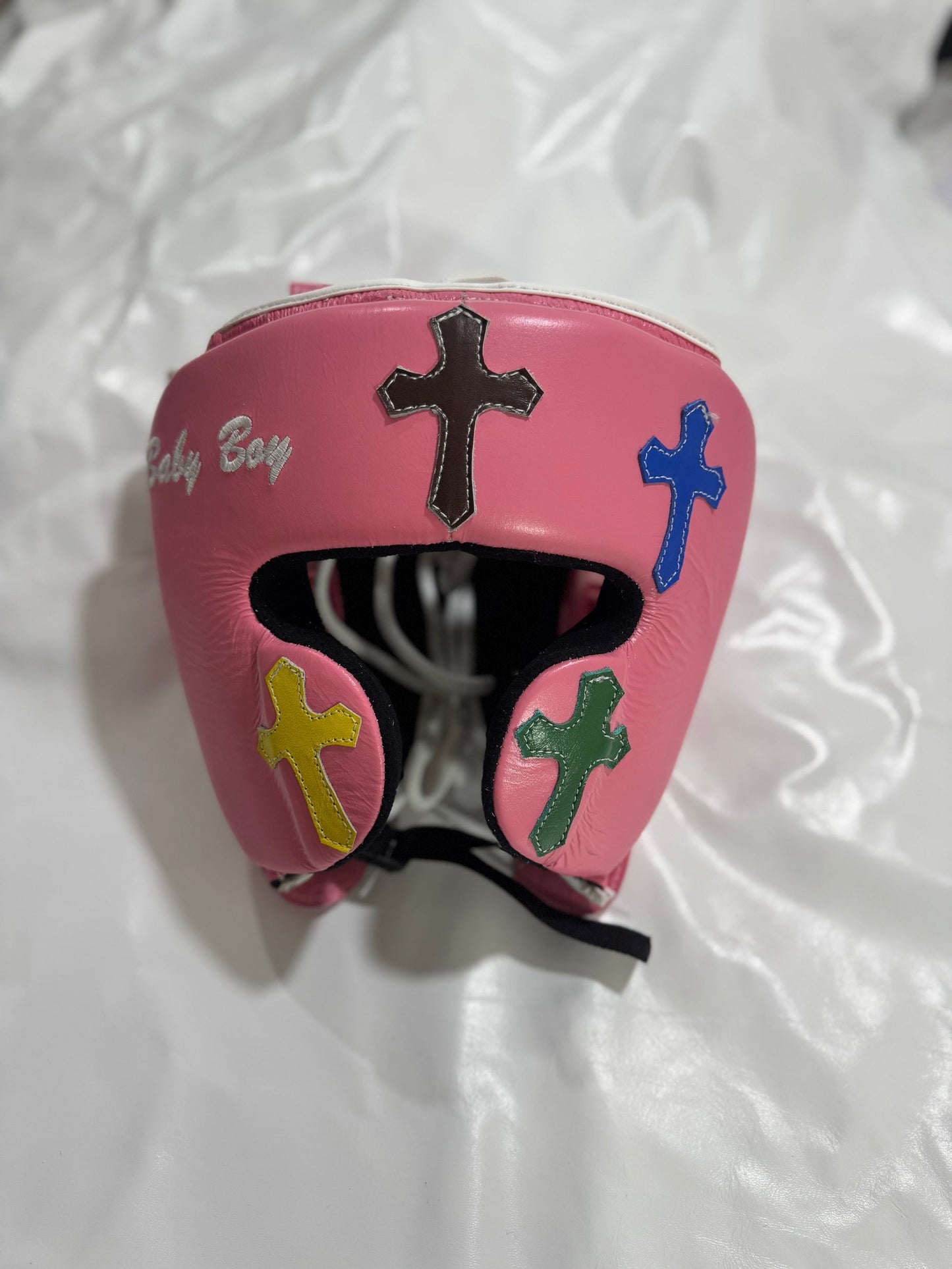 Pink Chrome Hearts Headgear | 100% Leather | Adjustable | Available in Multiple Sizes