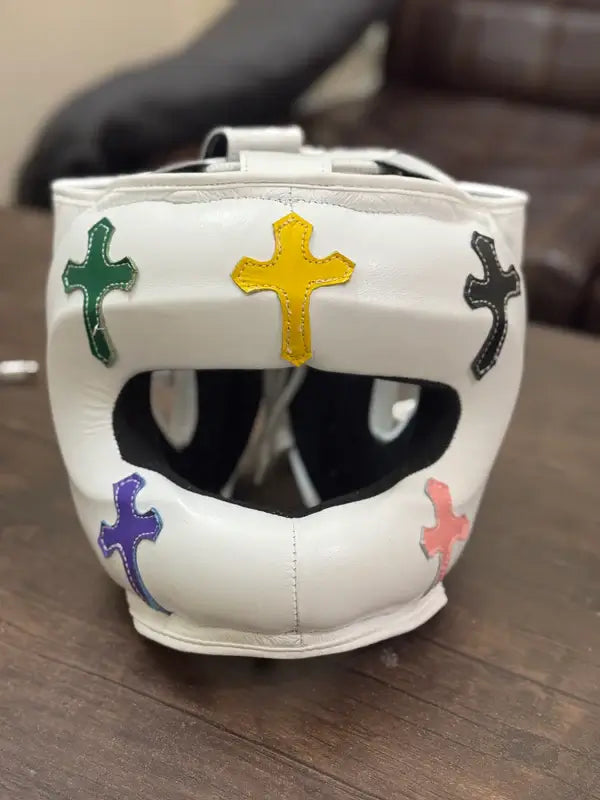White Chrome Hearts Headgear | 100% Leather | Adjustable | Available in Multiple Sizes