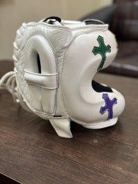 White Chrome Hearts Headgear | 100% Leather | Adjustable | Available in Multiple Sizes