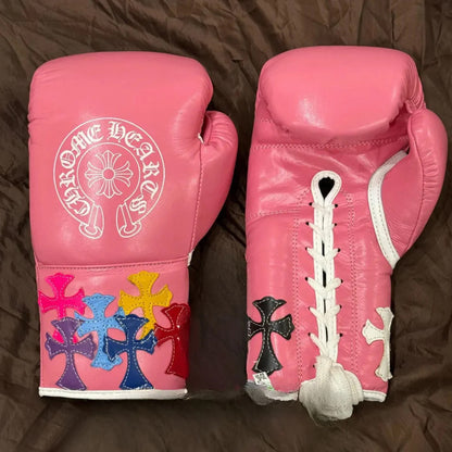 Winning Boxing Gloves – Pink Chrome Hearts Lace-Up Winning Training Gloves – Perfect for All Boxers – Pro-Level Quality – Premium Quality at Low Prices