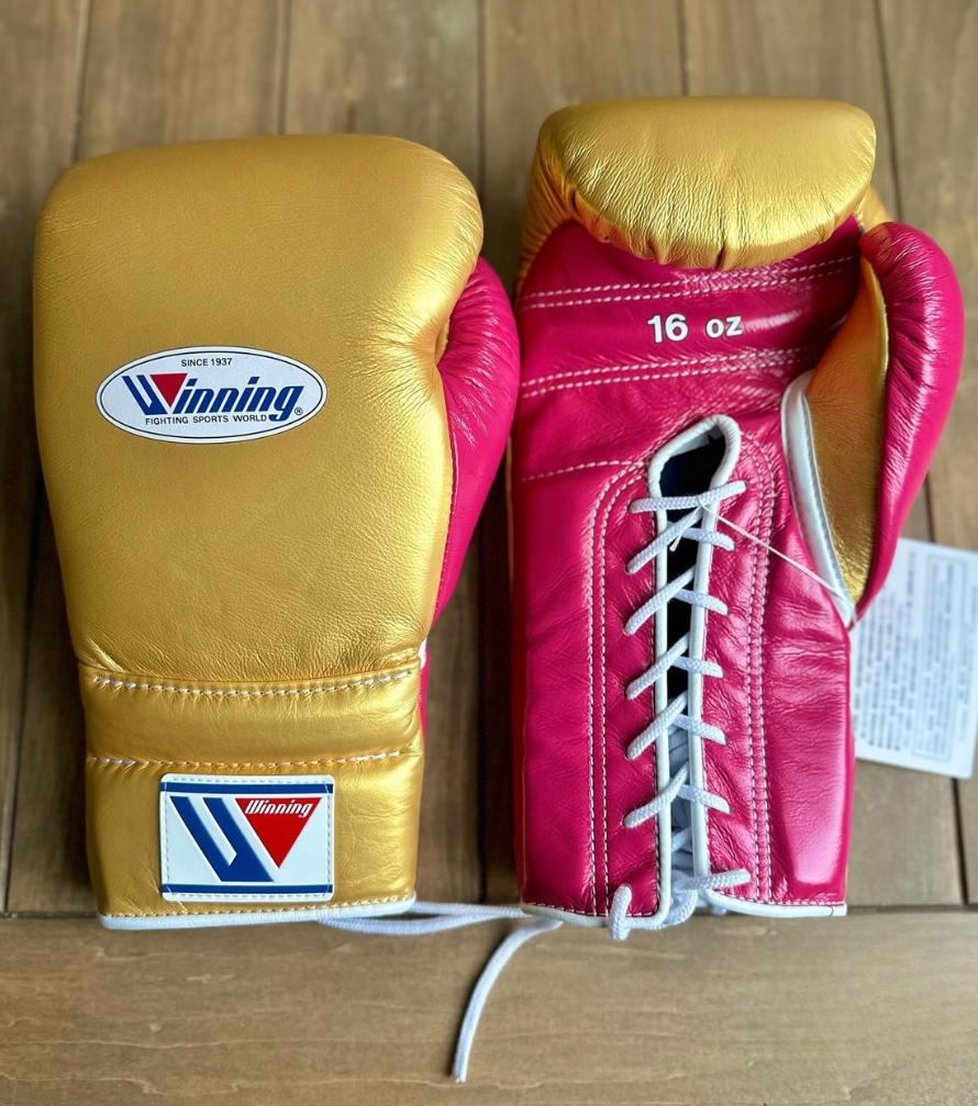 Professional Winning Style Golden/Pink Boxing Gloves for Fighters, Training and Competition