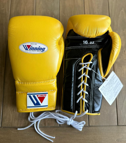 Comfortable Winning Style Yellow/Black Boxing Gloves for Long Training and Sparring Sessions | Free Shipping Worldwide