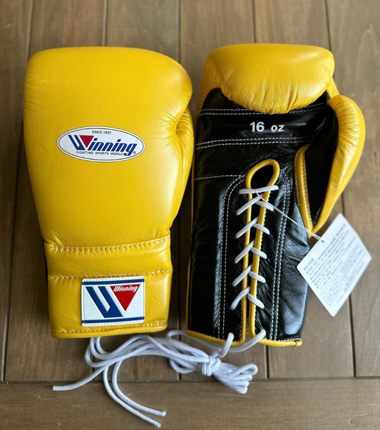 Comfortable Winning Style Yellow/Black Boxing Gloves for Long Training and Sparring Sessions | Free Shipping Worldwide