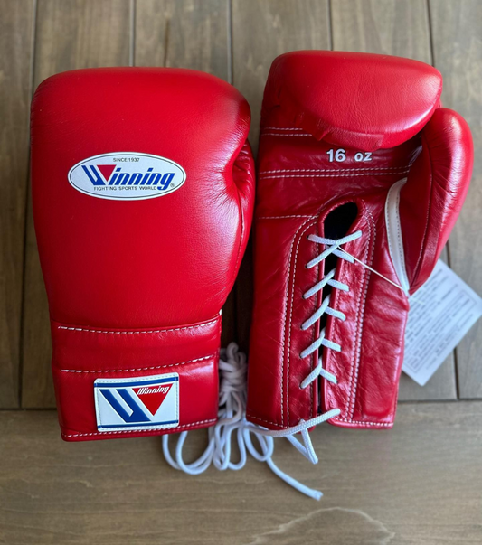 Premium Red Winning Boxing Gloves for Fighters – Lace-Up Sparring and Training Gear | Free Shipping Worldwide