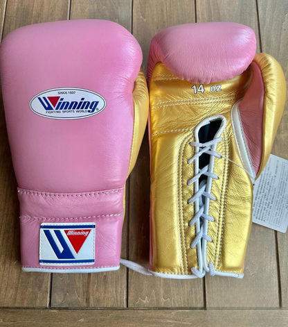 Professional Grade Handcrafted Pink/Golden Winning Boxing Gloves for Advanced Boxing Practice Sessions