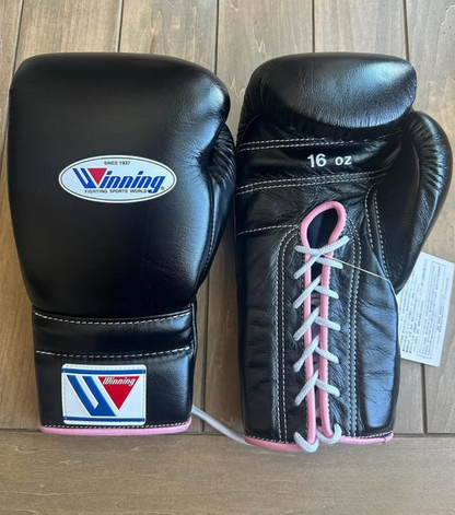 Winning Boxing Gloves Black/Pink Comfortable Fight Gloves Engineered for Precision and Control
