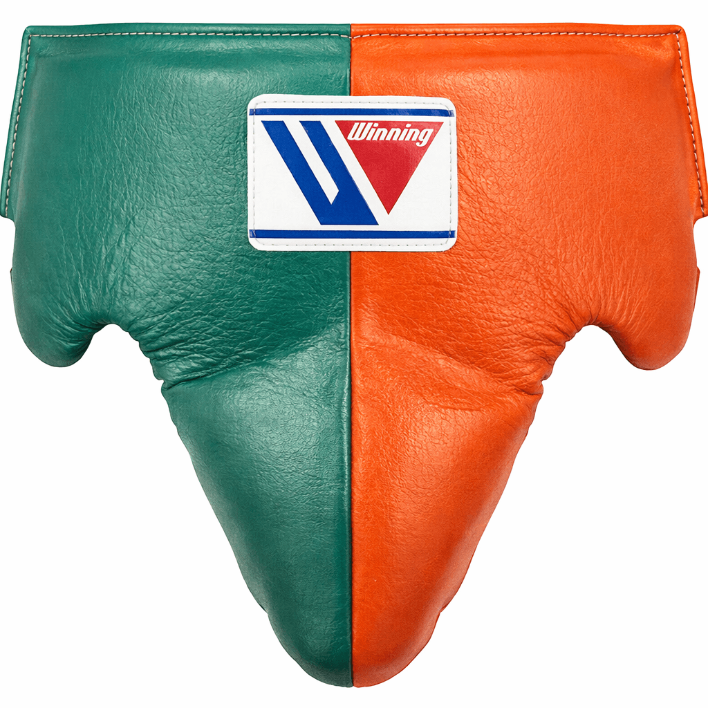 Winning Boxing Groin Guard | Customizable - Professional Gear | Green/Orange