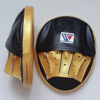Winning Style Oval Focus Mitts – Custom Black & Gold Boxing Coach Pads