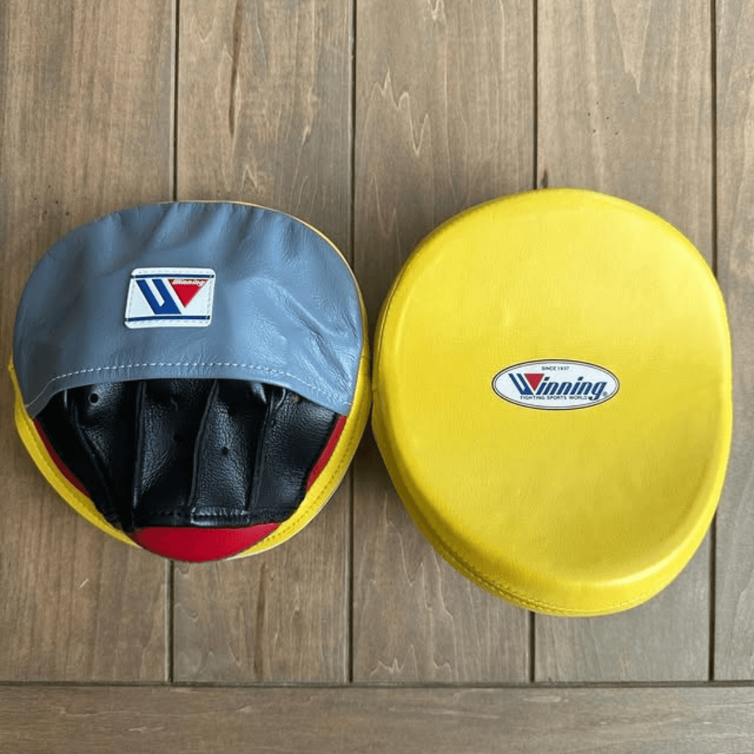 Winning Professional Boxing Punching Mitts - Square Shape - Customizable - Trainer Focus Mitts - Yellow/Grey