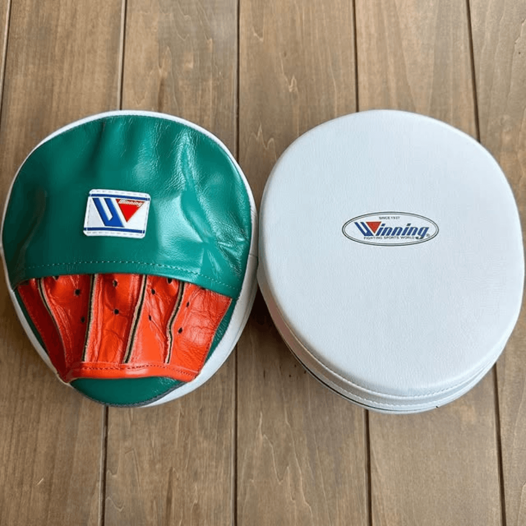 Winning Professional Boxing Punching Mitts - Customizable - Professional Training Mitts - White/Green